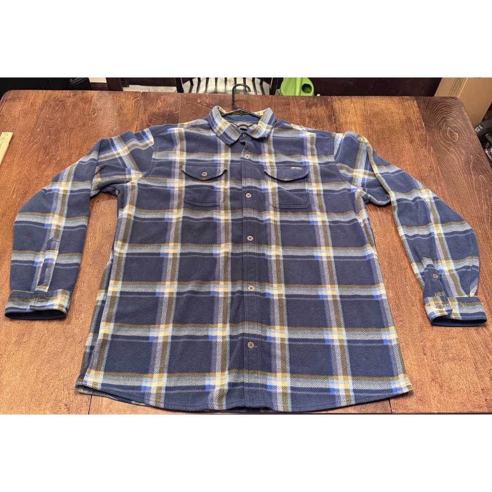 Eddie Bauer Mens XL Tall Fleece Shirt Blue Plaid Button Up Outdoor Flannel TXL - Picture 2 of 12